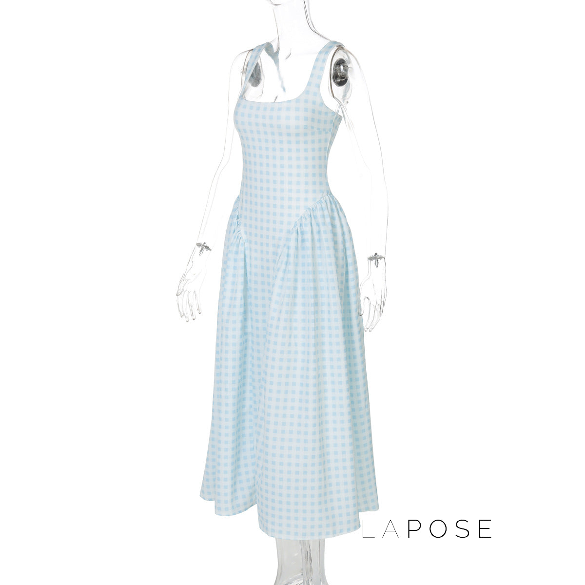 Adalae Plaid Backless Midi Dress [1HZEDXJP]