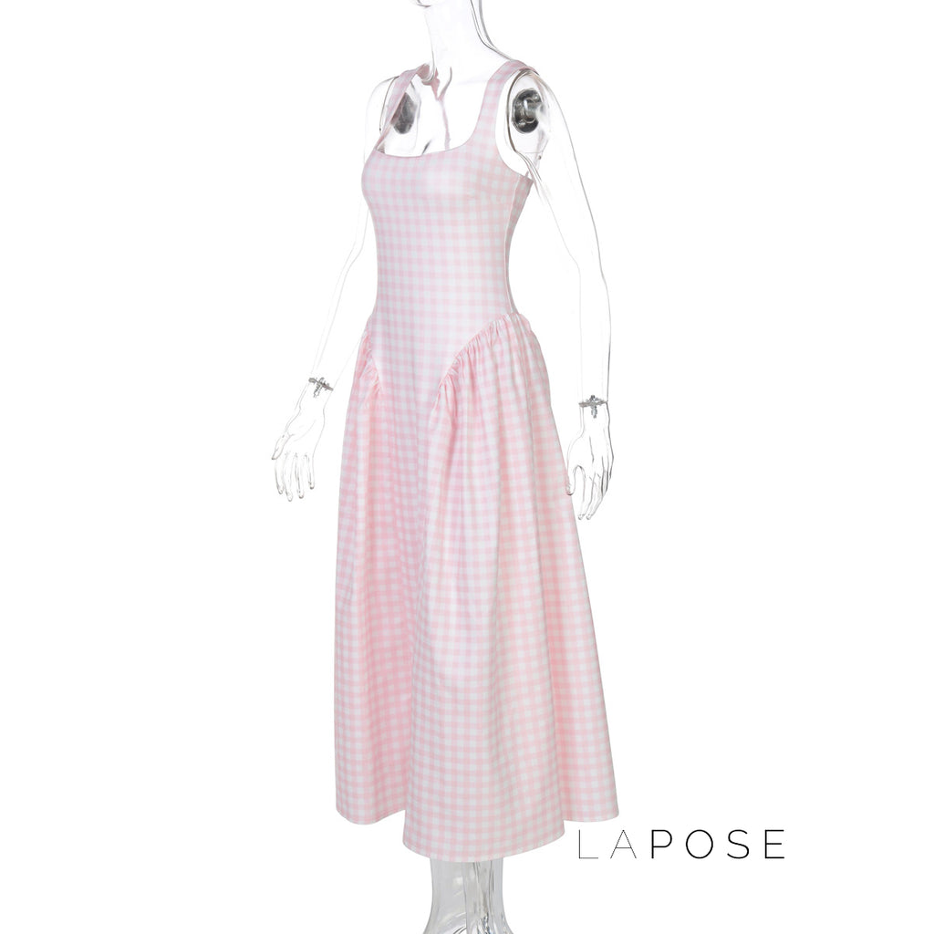 Adalae Plaid Backless Midi Dress [IOJWDCJQ]