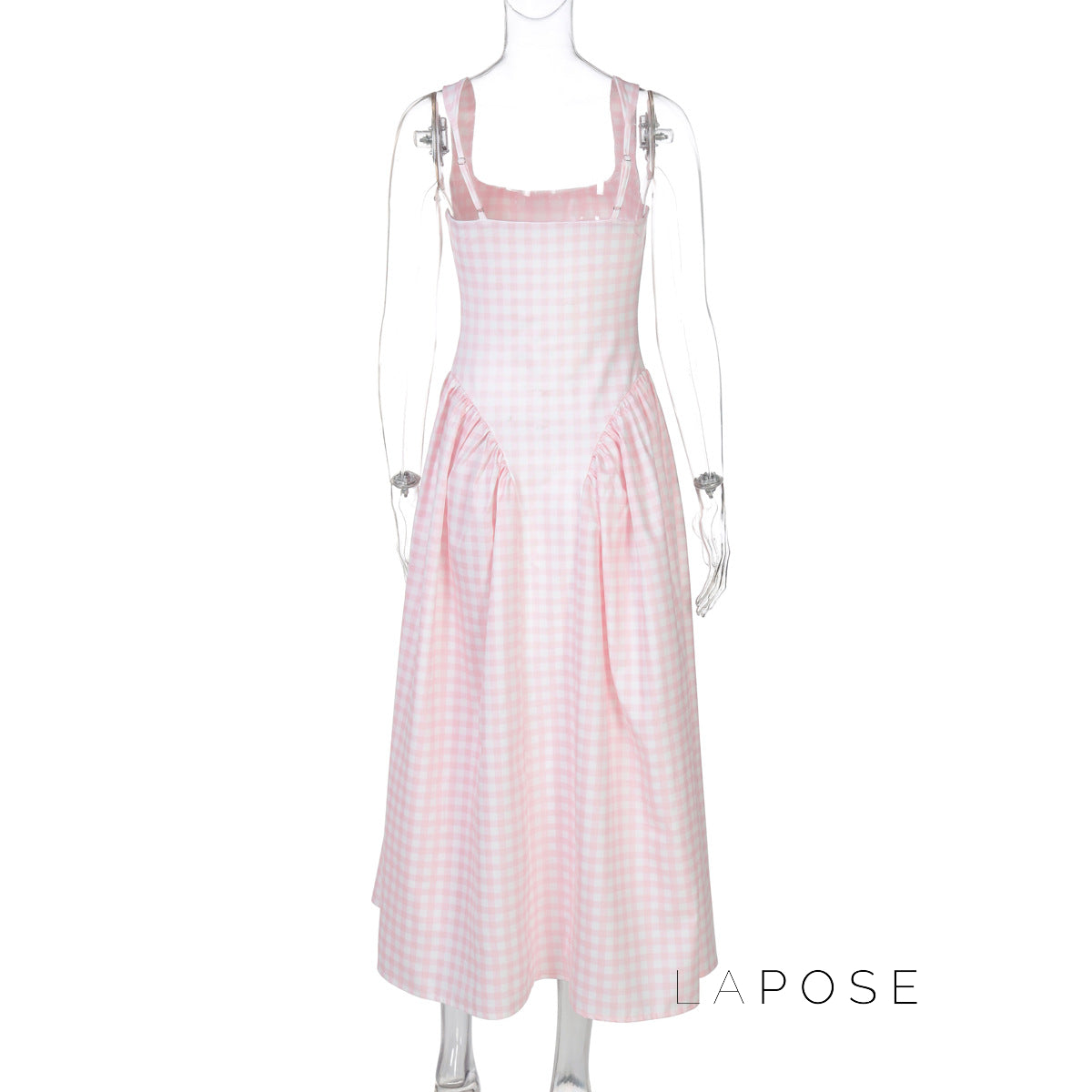 Adalae Plaid Backless Midi Dress [DE8FH3AP]