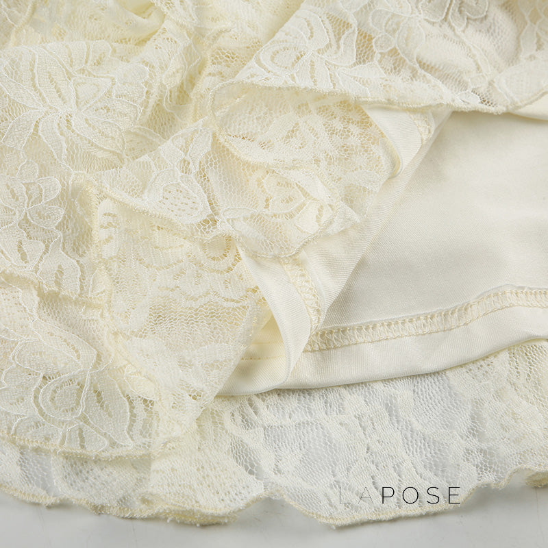 Adaley Lace Tiered Mini Dress [D997EPFJ]