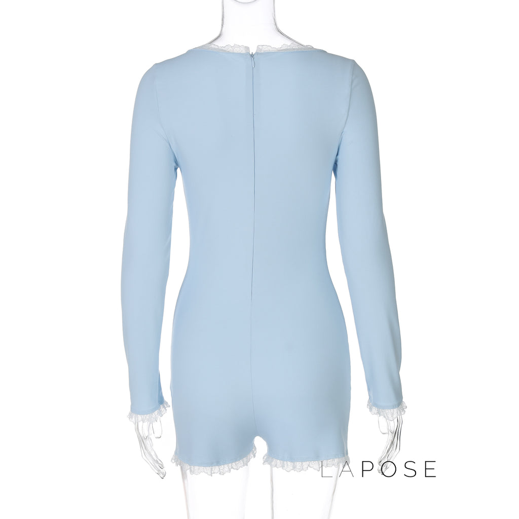 Adalida Sky Blue Lace Romper [RGJQD01B]