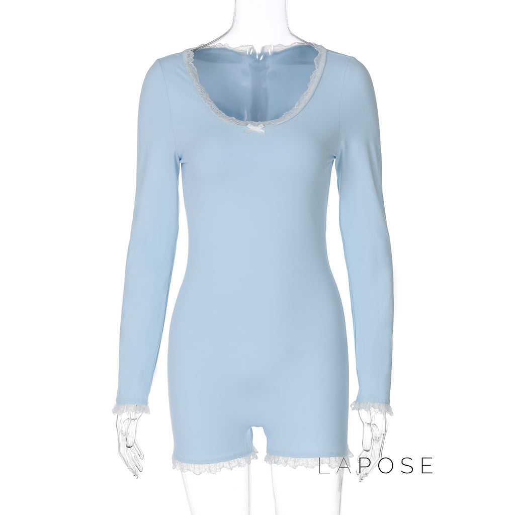 Adalida Sky Blue Lace Romper [NXLZQK1Z]