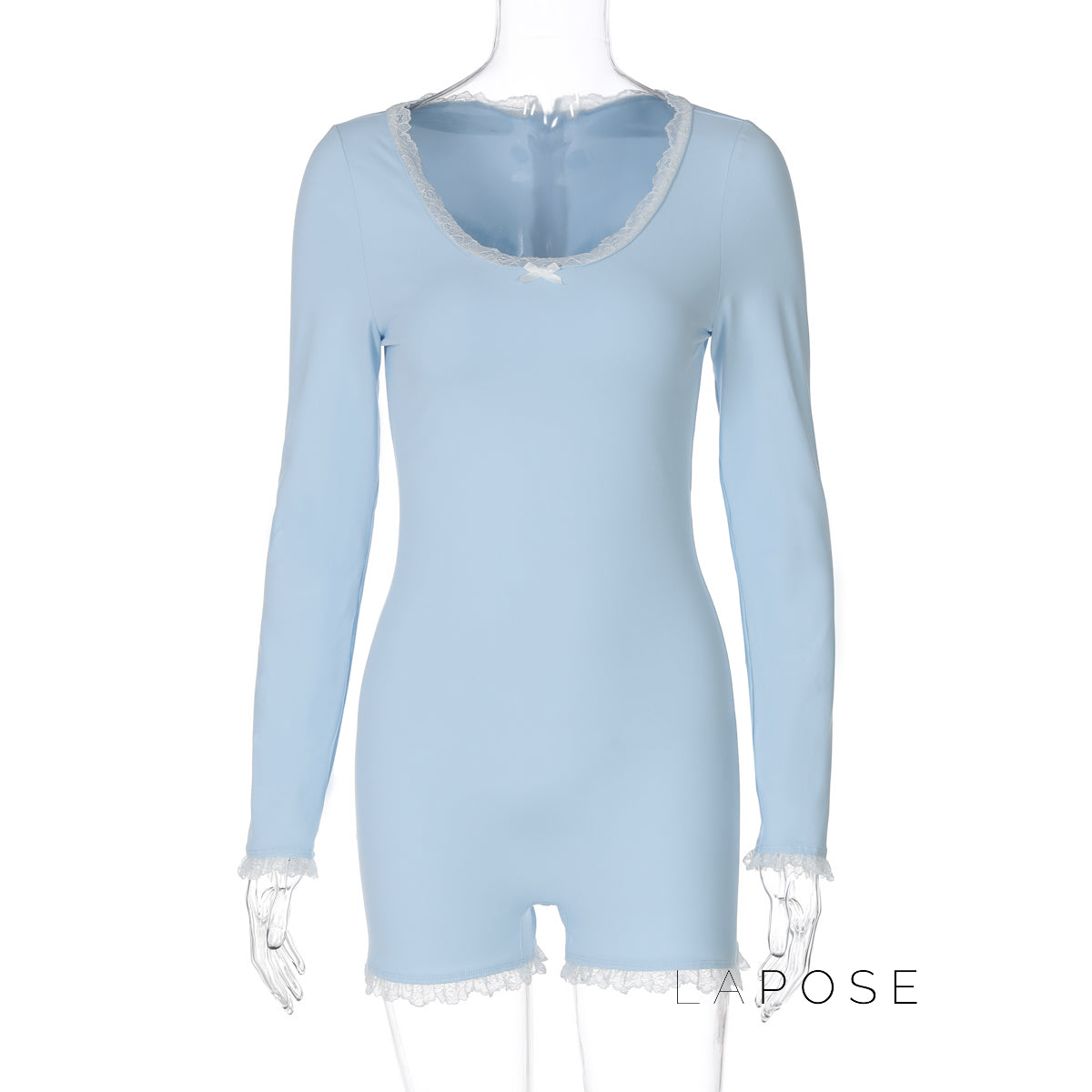 Adalida Sky Blue Lace Romper [NXLZQK1Z]
