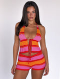 LaPose Adalyne Sunset Stripe Knit Shorts