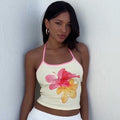 Adama Floral Lace-Up Crop Top [14DFDCUF]