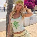 Adama Floral Lace-Up Crop Top [AANCDHFZ]