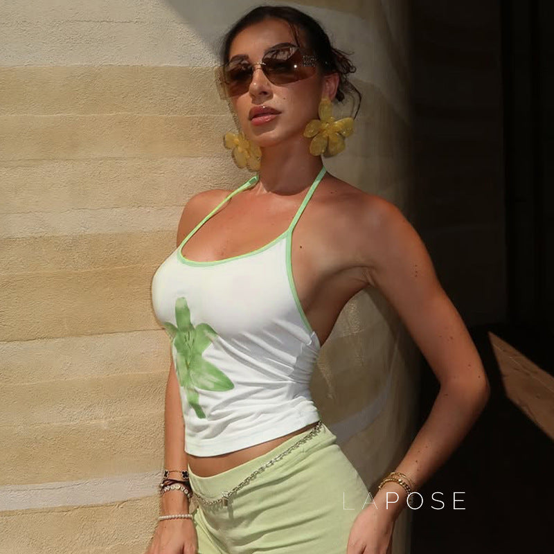 Adama Floral Lace-Up Crop Top [XSCSJ72K]