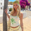 Adama Floral Lace-Up Crop Top [RSXSZAWH]