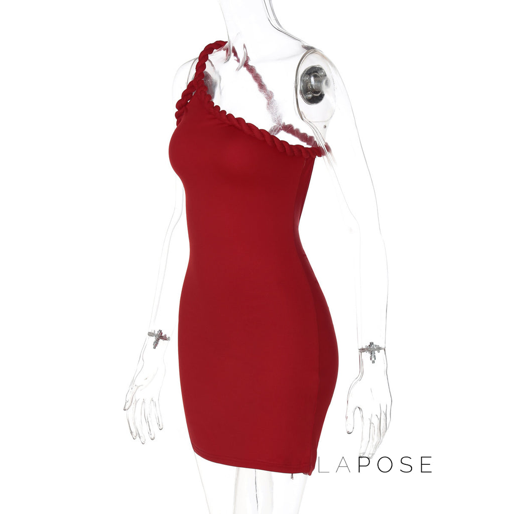 Adamari One-Shoulder Pleated Mini Dress [RDXFIYVC]