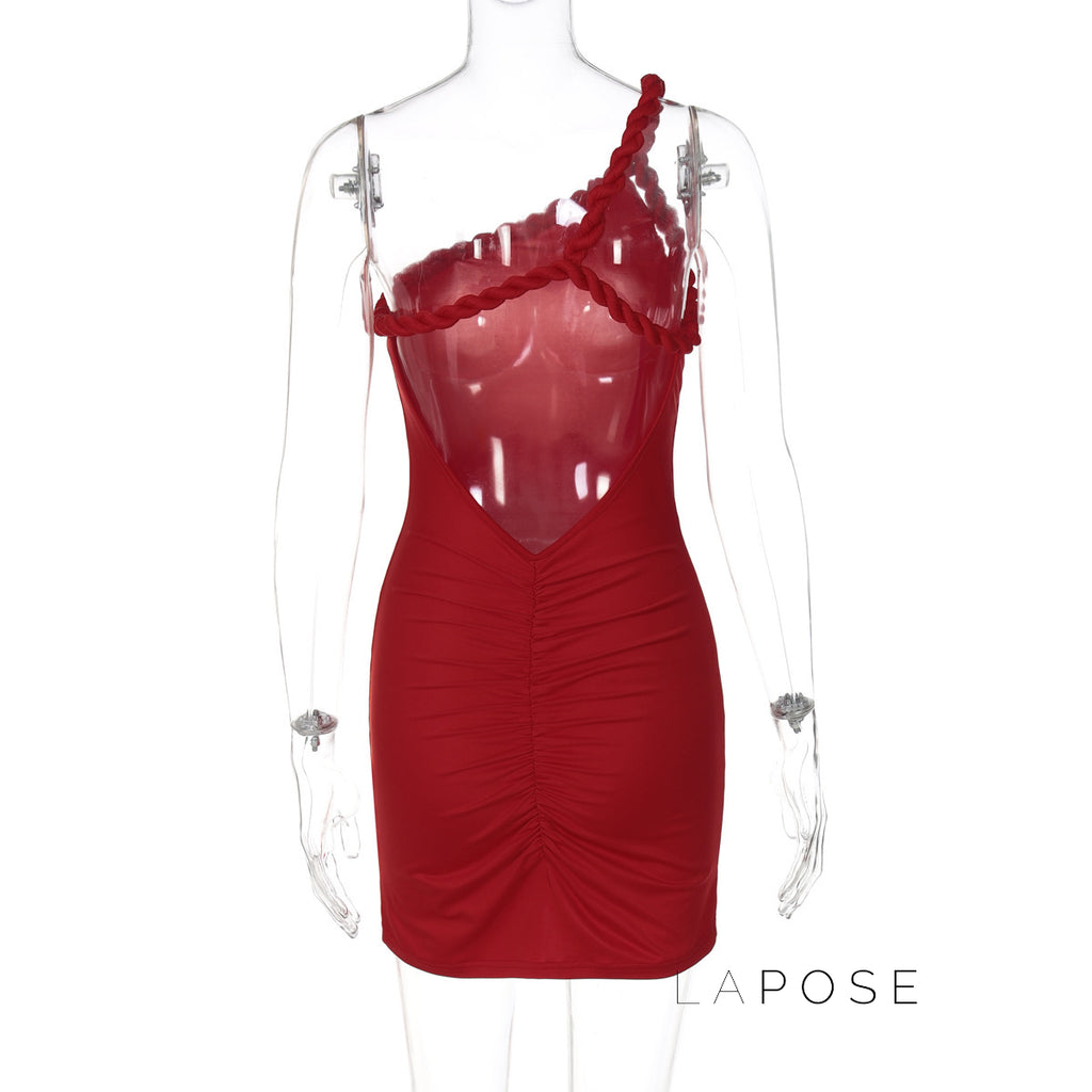 Adamari One-Shoulder Pleated Mini Dress [AXGWUNT6]