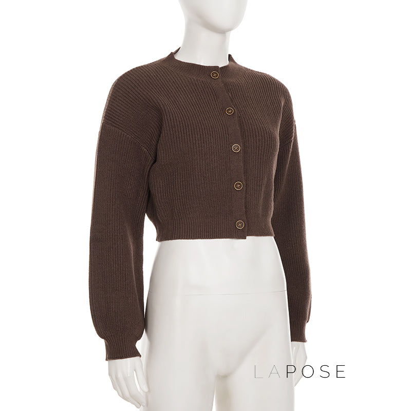 Addilyn Brown Knitted Cardigan [7BR8H6C9]