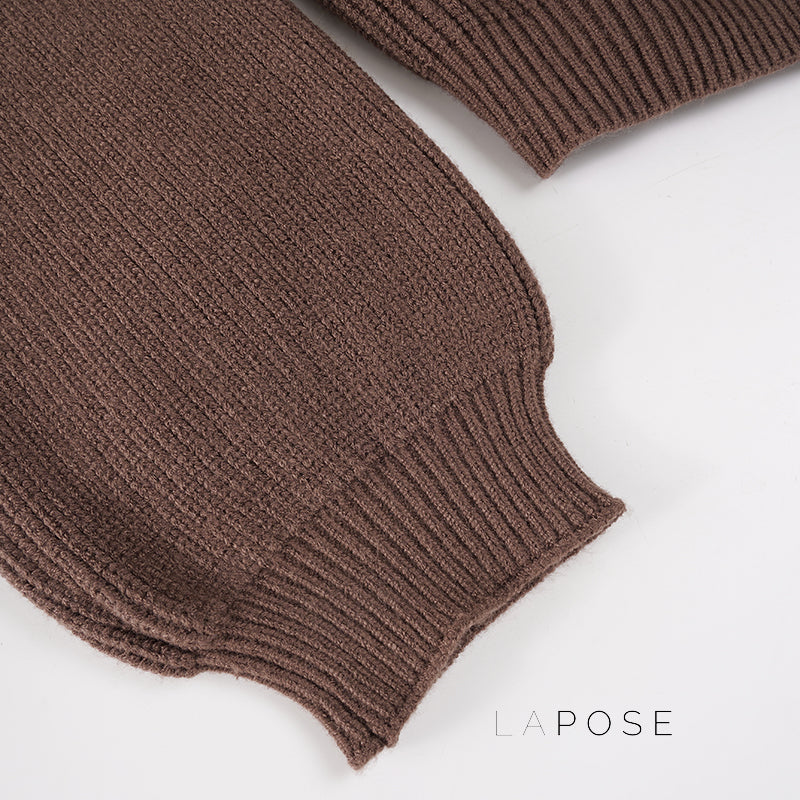 Addilyn Brown Knitted Cardigan [HP2RKMRQ]