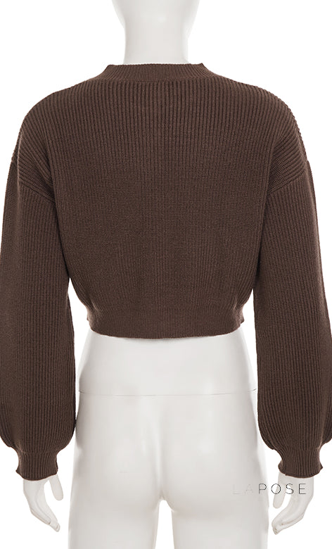 Addilyn Brown Knitted Cardigan [4B1CNE8J]