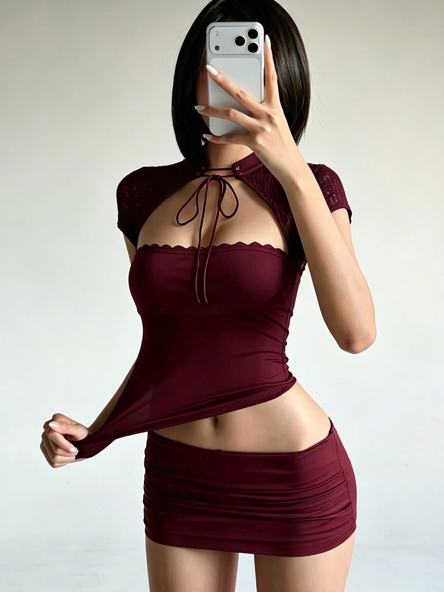 Addison Lace Cut-Out Tie Top