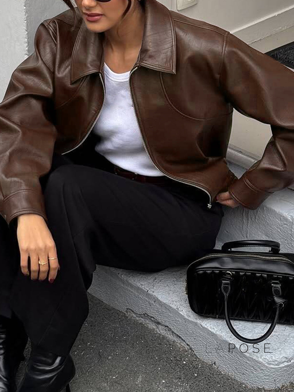 Adelina Zip-Front Faux Leather Jacket [GFAWUSX7]