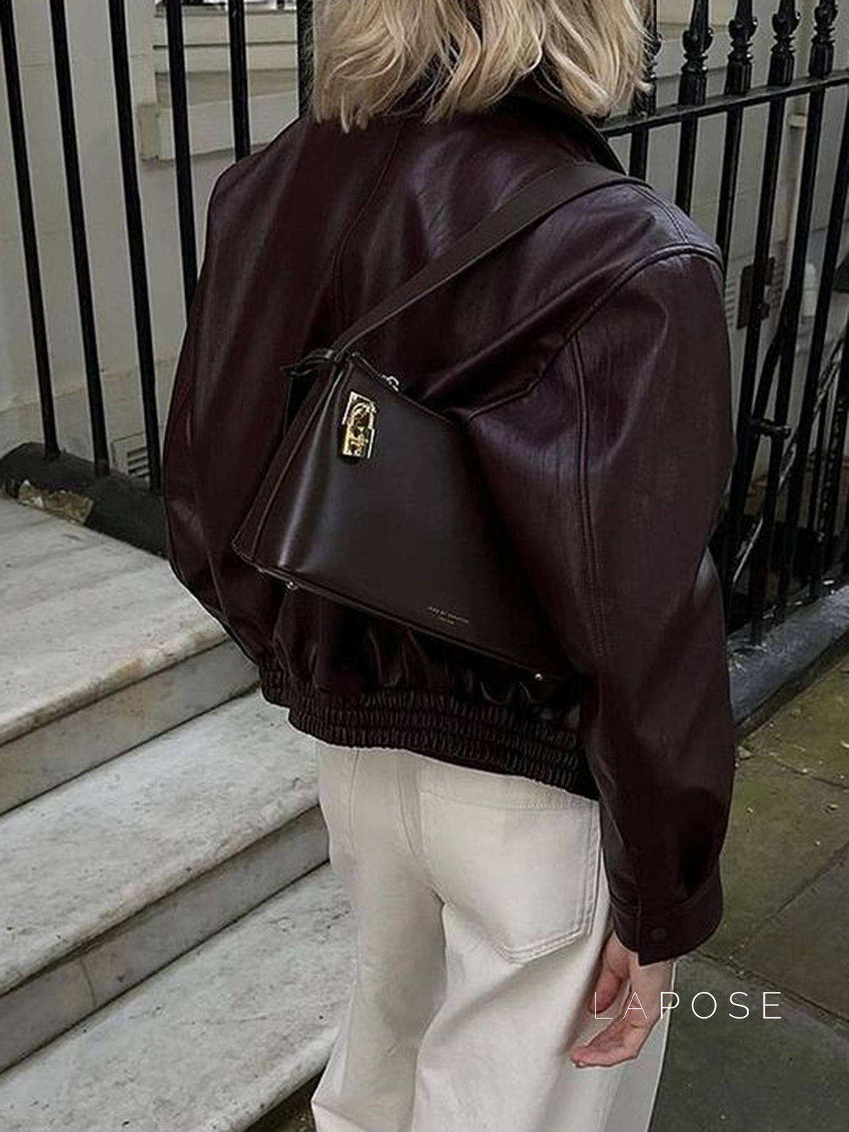 Adelina Zip-Front Faux Leather Jacket [5YG1GCCM]
