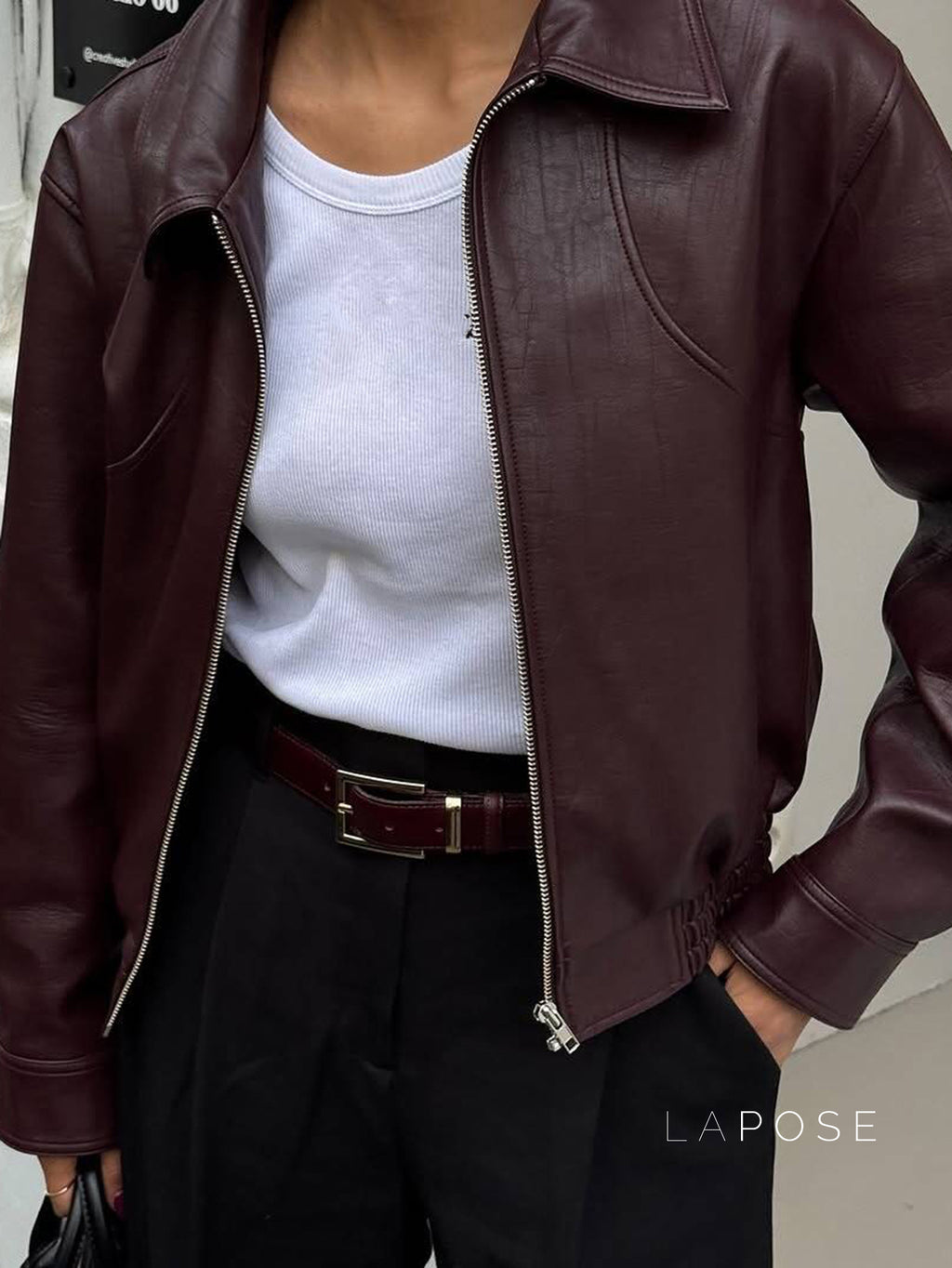 Adelina Zip-Front Faux Leather Jacket [QRPHL7MU]