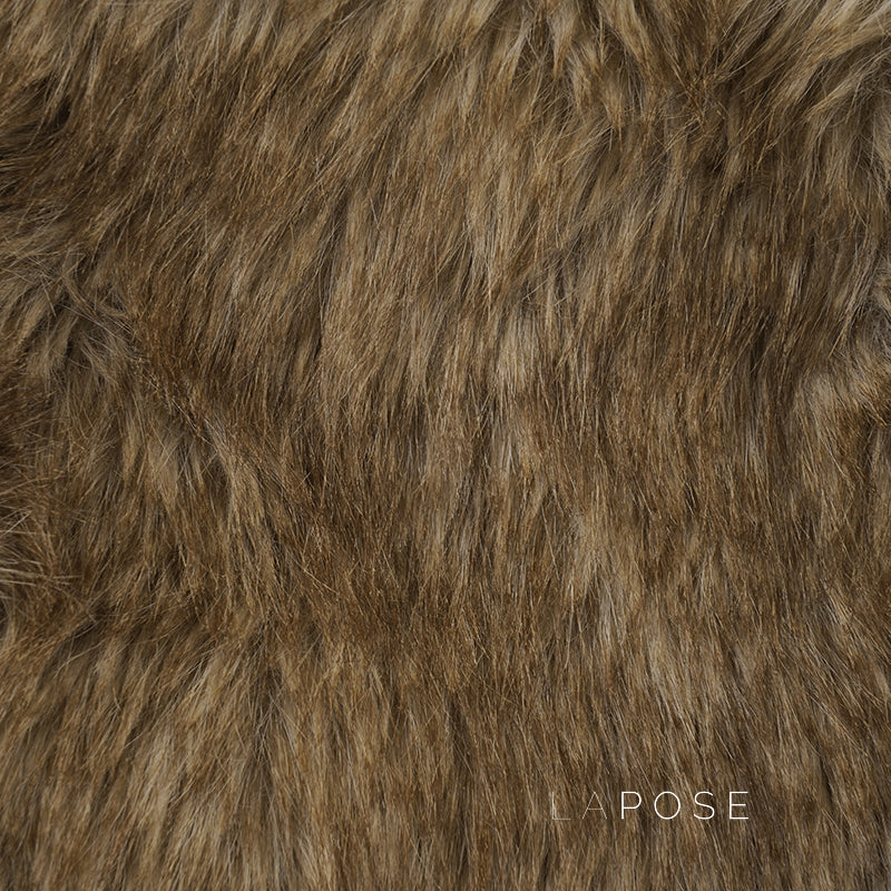 Adeline Khaki Faux Fur Shorts [IMYPEXC1]