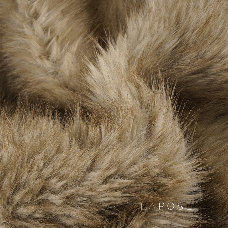 Adeline Khaki Faux Fur Shorts [CIK89OES]