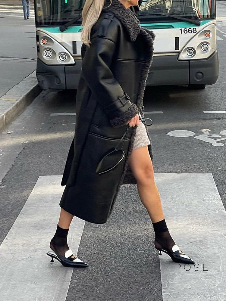 Aditri Faux Leather Tie Jacket [TMP0Z1S2]