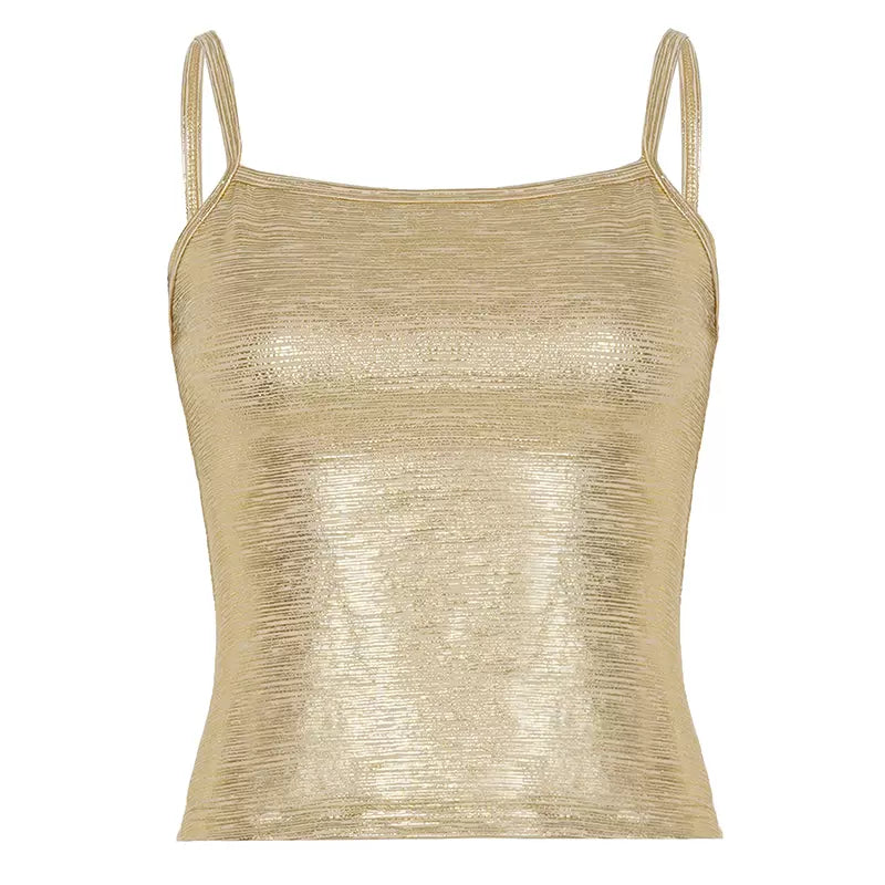 LaPose - Adore Metallic Shimmer Gold Camisole - Gold Color