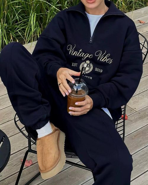 LaPose - Ahuva Vintage Vibes Quarter Zip Sweatshirt