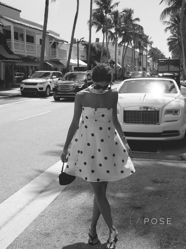 Ailen One Shoulder Polka Dot Dress [VOTTEGEQ]