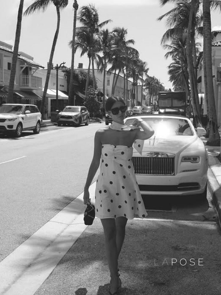 Ailen One Shoulder Polka Dot Dress [K3EZD1YG]