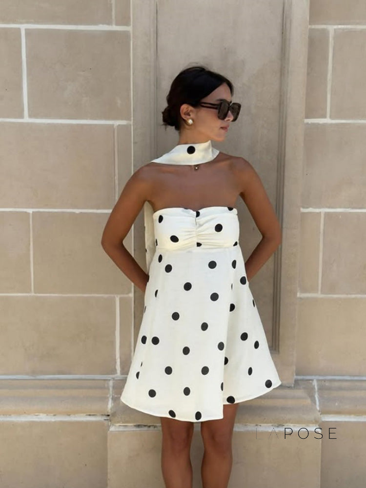 Ailen One Shoulder Polka Dot Dress [UVDBV24D]