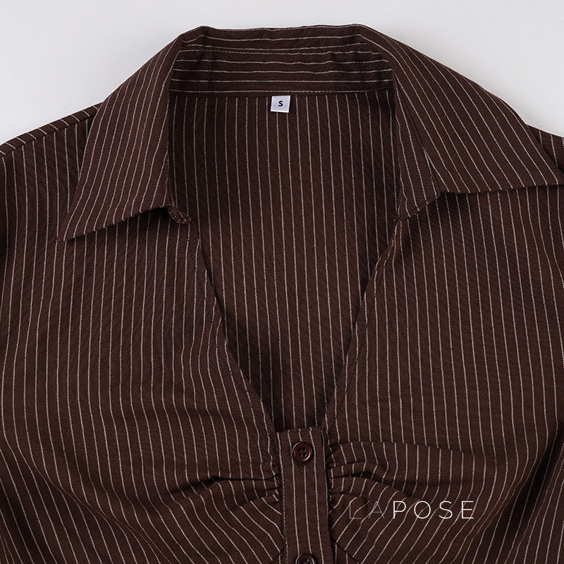 Ailen Striped V-Neck Shirt [7DRXMXPH]