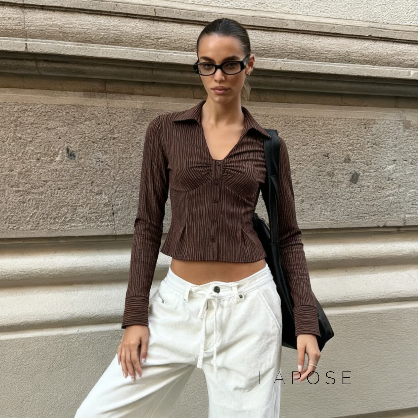 Ailen Striped V-Neck Shirt [SS8QX0YY]