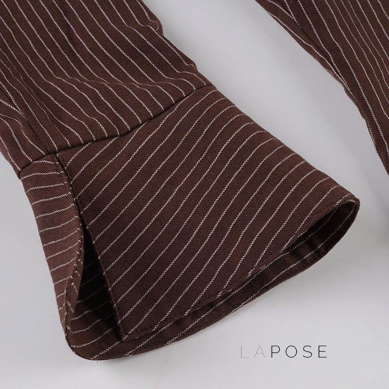 Ailen Striped V-Neck Shirt [7068TWCQ]