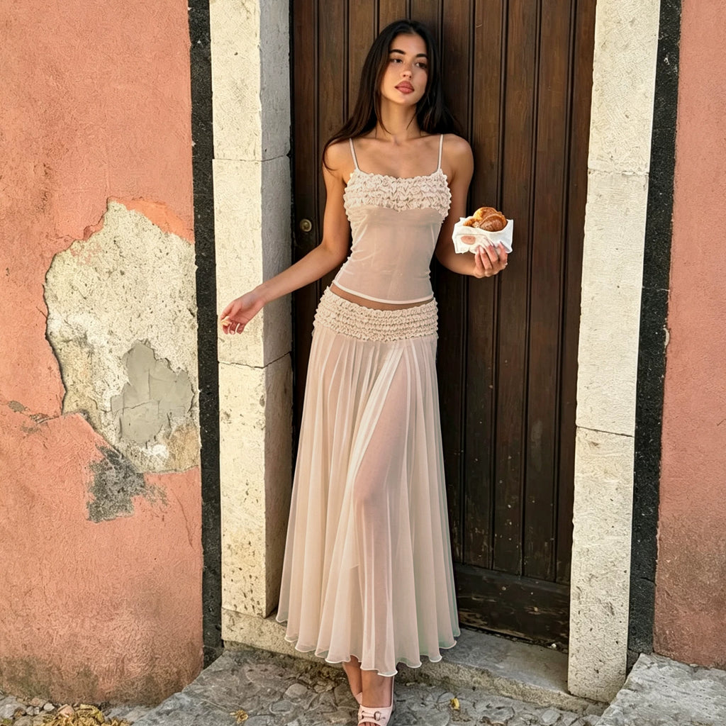 LaPose - Ailin Ruffle Cami Maxi Skirt Set