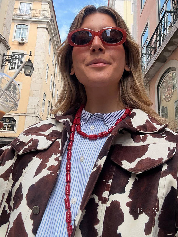 Ailyn Printed Lapel Jacket [F91P8RBR]