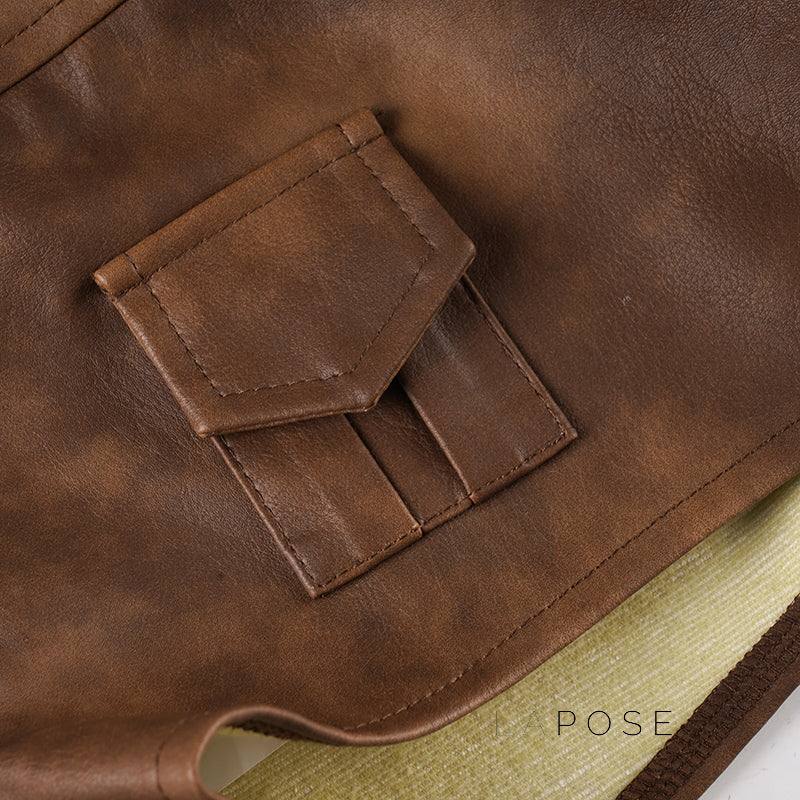 Ainslie Brown Faux Leather Biker Shorts [93MHJ7T6]