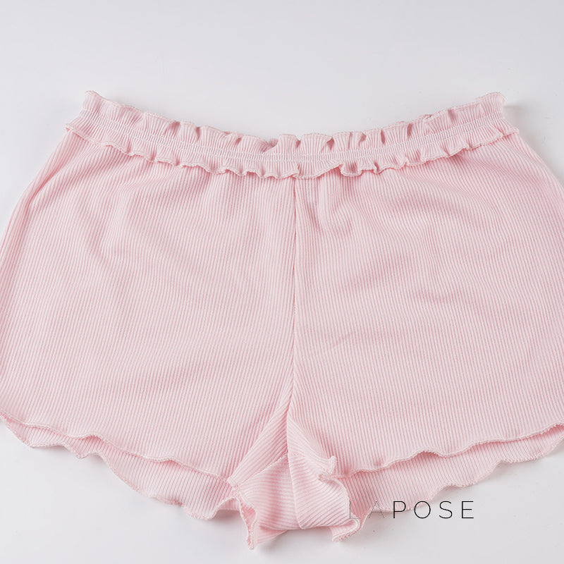 Aishwarya Ruffle Knit Short Set [NIWDVUVX]