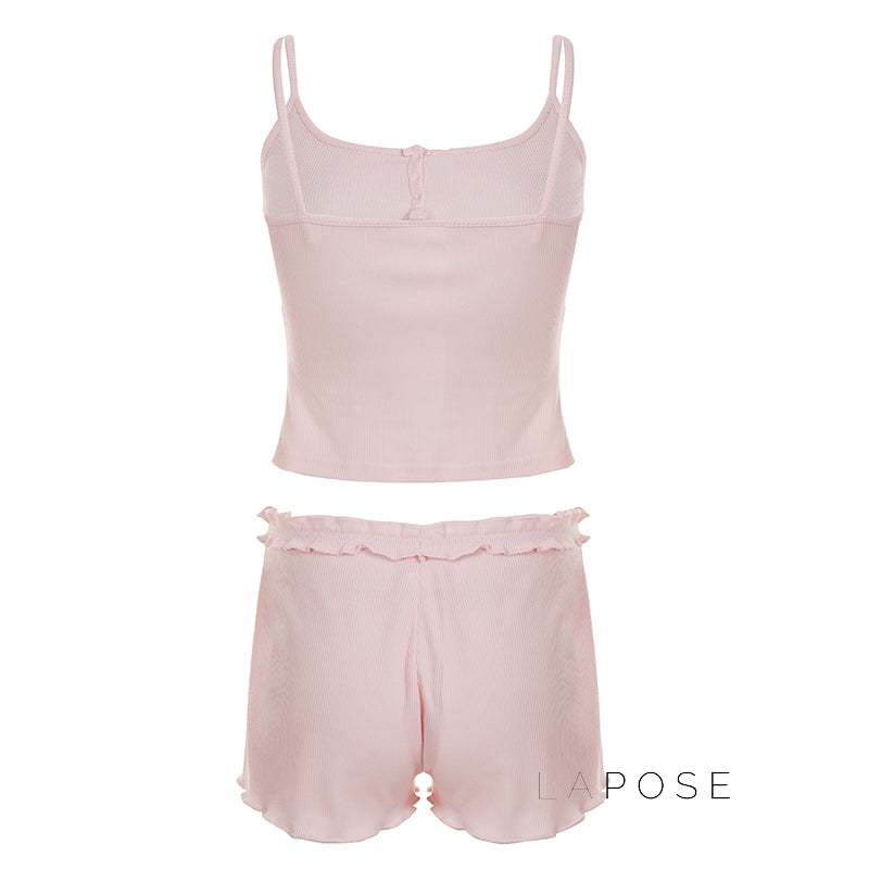 Aishwarya Ruffle Knit Short Set [VEFVDUN4]