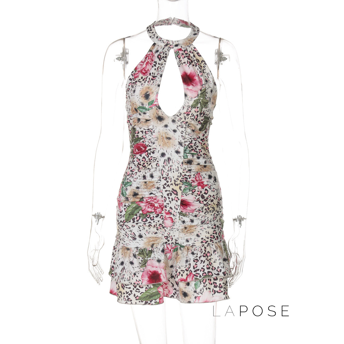 Aislyn Leopard Halter Mini Dress [KZAQ813L]