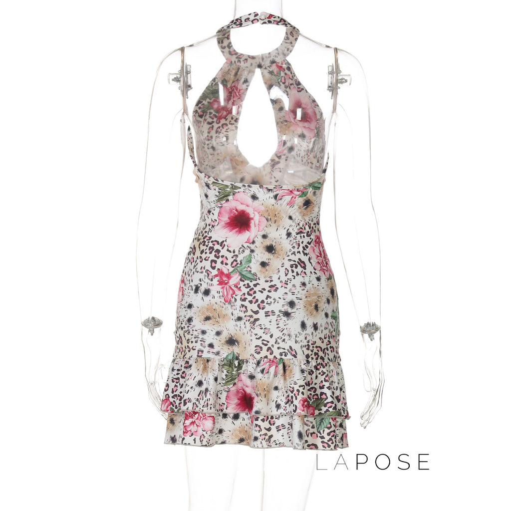 Aislyn Leopard Halter Mini Dress [FCR4GXU1]