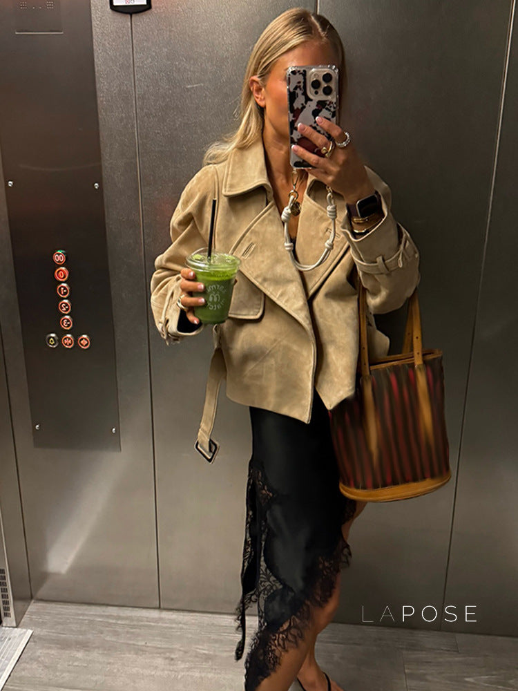 Aixa Belted Lapel Jacket [L2T0AS1D]