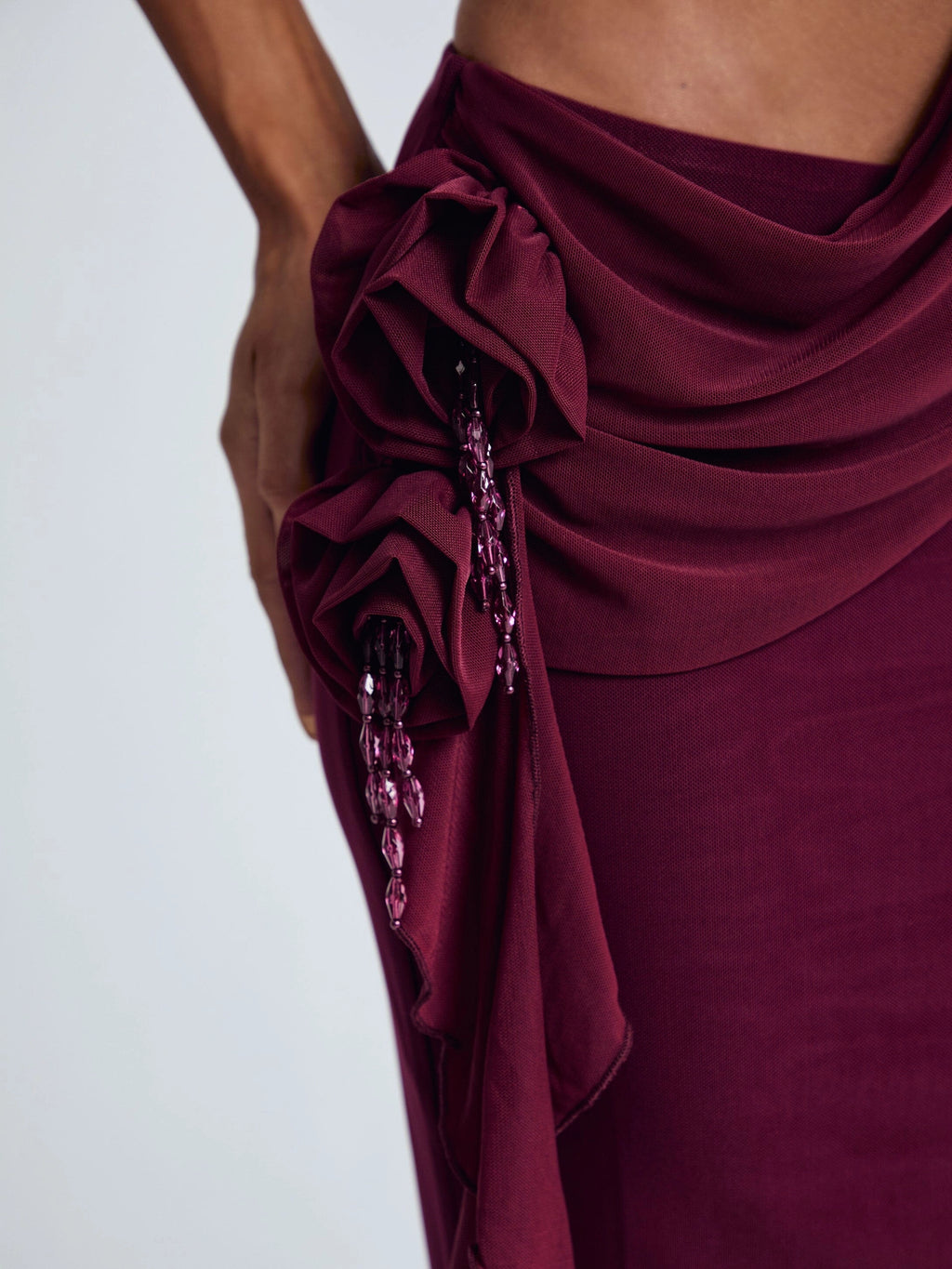LaPose Akilah Asymmetric Beaded Maxi Dress
