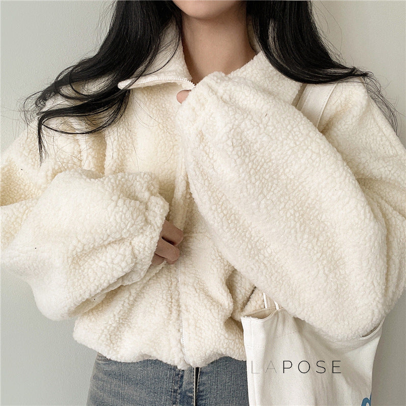 Akilah Cozy Stand Collar Cardigan [AV3WEK33]