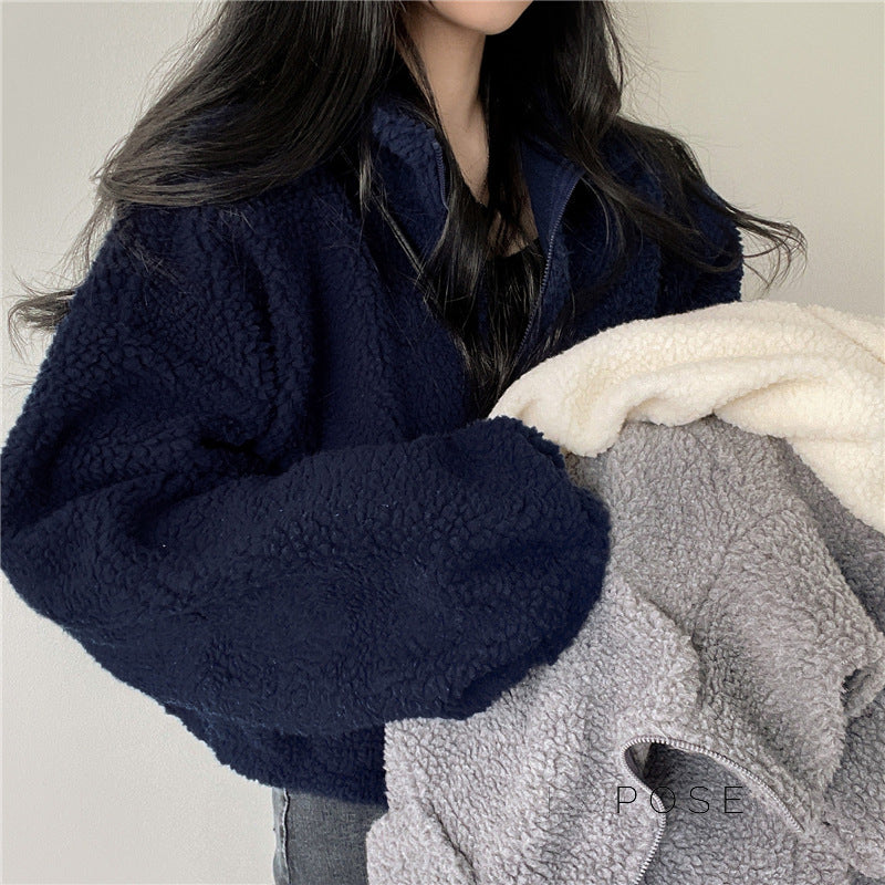 Akilah Cozy Stand Collar Cardigan [LMPLN3P4]