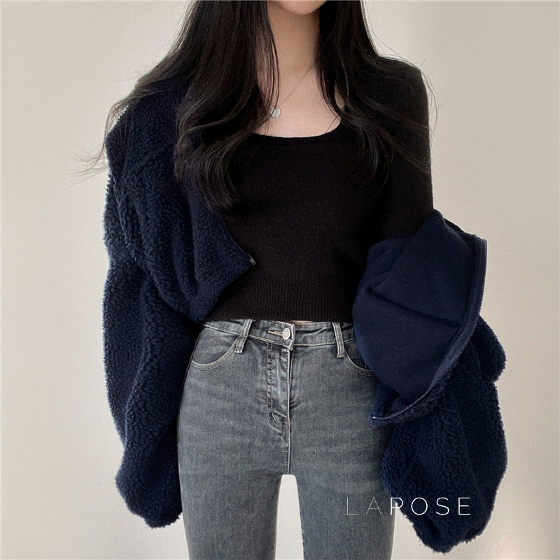 Akilah Cozy Stand Collar Cardigan [I70MF396]