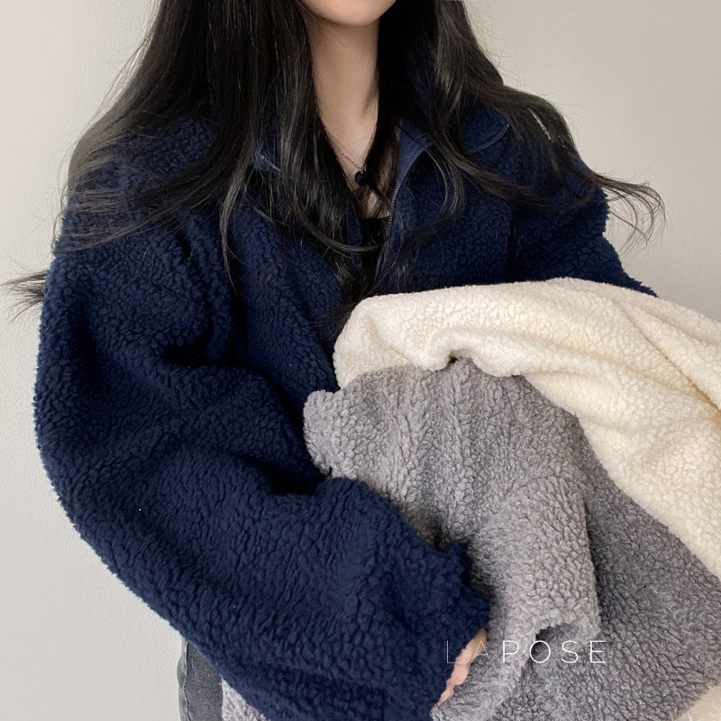 Akilah Cozy Stand Collar Cardigan [733H0NW4]