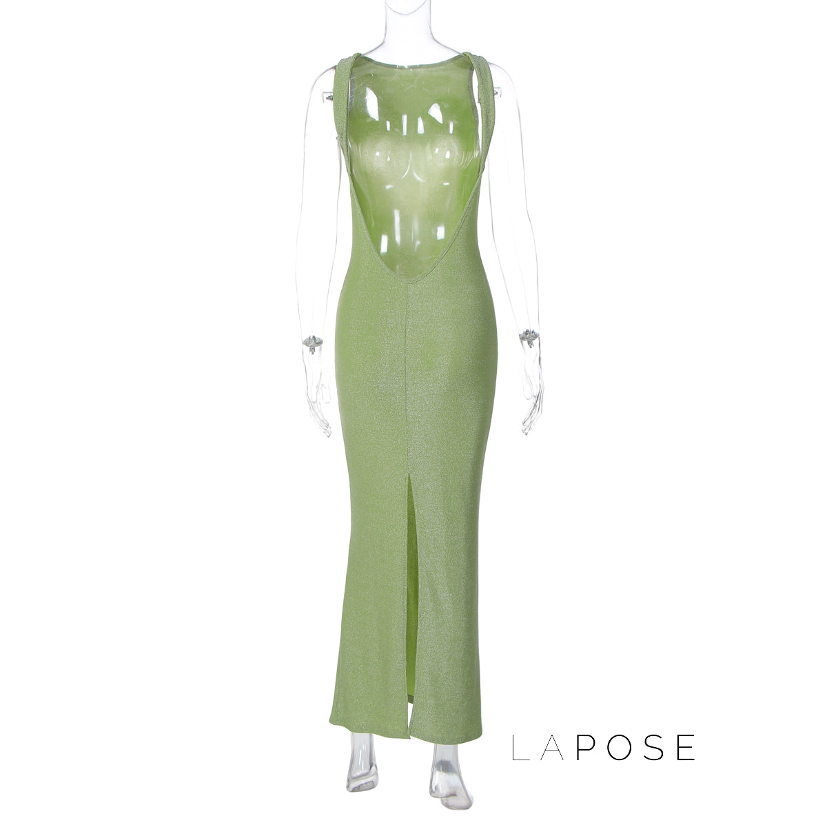 Akilah Shiny Backless Slit Dress [54CCQ014]