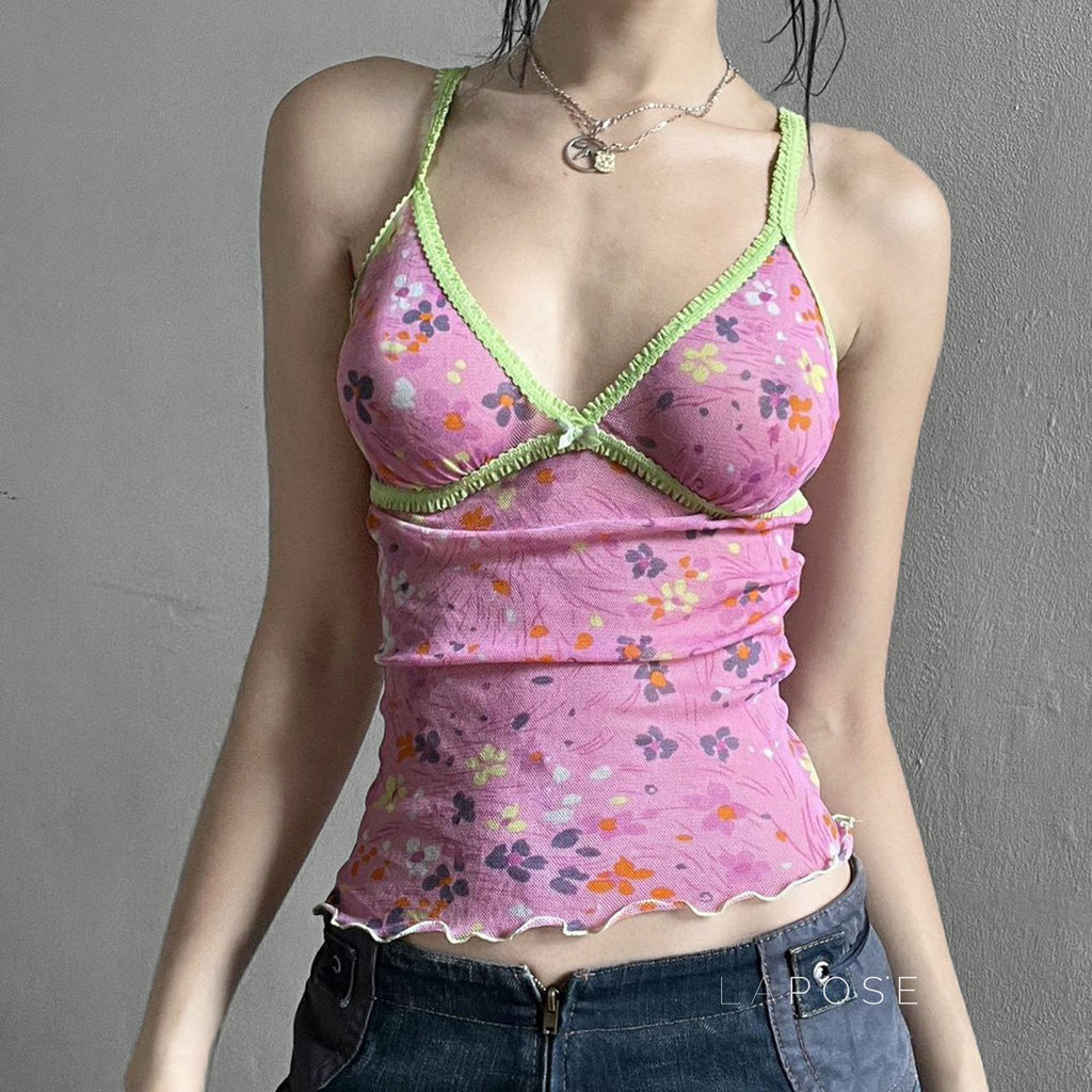 Akshara Floral Mesh Camisole
