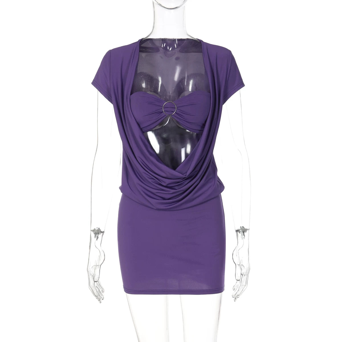 LaPose - Alanah Cut-Out Mini Dress Set - Purple Color