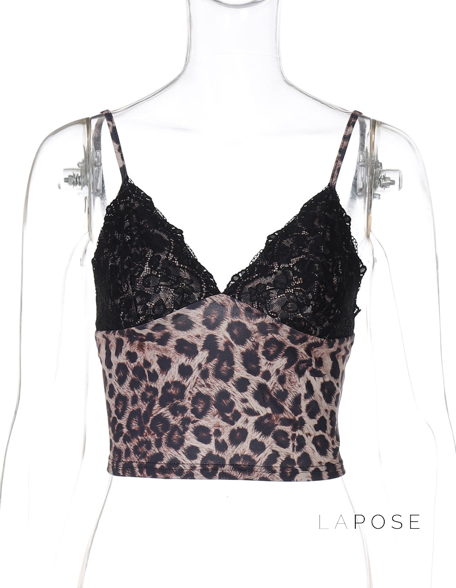 Alania Leopard Print V-Neck Crop Top [PWHLWY2S]