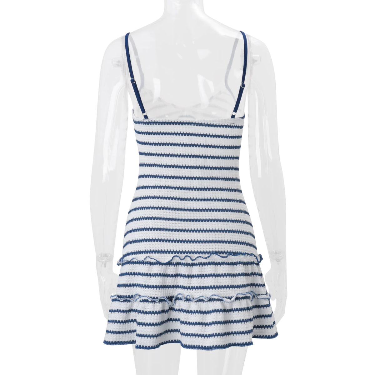 LaPose - Alara Striped Lace Ruffle Mini Dress